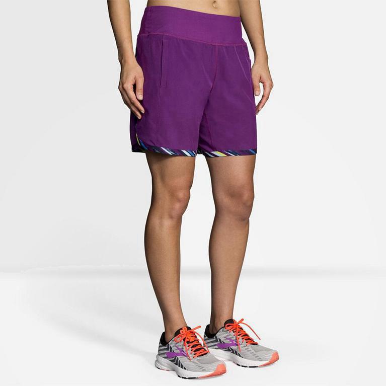 Brooks Chaser 7 NZ - Women's Running Shorts - Purple (81943-JBTF)